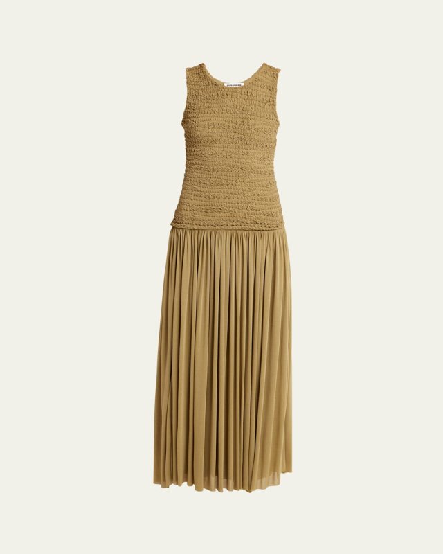 Long Textured Pleated Dress